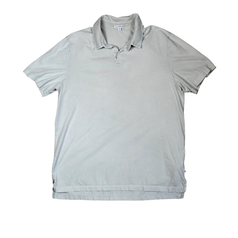 James Perse Polo Shirt Mens 5 XXL Light Blue Gray Cotton USA Minimalist Preppy